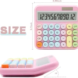 dreggerz Colorful Candy Colored Electronic Calculator Large LCD Display Round Button Easy to Press for School Office Home with Battery and Solar BasicCalculator image 2