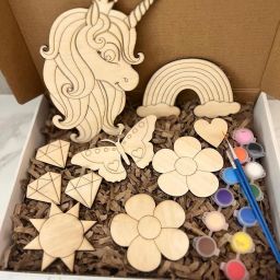 10 Pcs DIY Paint Kit for Kids – Unicorn Rainbow Craft Set – 2-4 Inch Wood Shapes Wooden Cut-outs-image-35