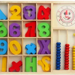 Computation Study Box Wooden Toy with Alphabets , Letters , Abacus and Clock |for Children Age 3+-26