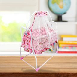 BEST QUALITY BABY CRADLE|SOFT CUSHION Baby Jhula (Blue) Bassinet-image-3