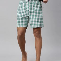 Side Pockets, Tag Free Comfort & Smartskin Technology Style# 024 Woven Cotton Checkered Men Boxer-image-74