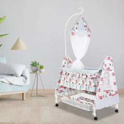 toyshoppee Cradle for kids cradle for baby boy and girl Cradle With Swing & Mosquito Net image 2