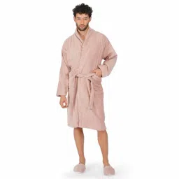 Purple Solid 100% Cotton Men Bathrobe With Slippers (XL) By Rangoli-picture-18