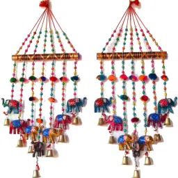 ART GALLERY Home Decoration Items ELEPHANT Wind Chimes V safe combo set of 2 Home Decoration for Hall balcaney Wall/Door/Window Hanging Bells Plastic Windchime-17