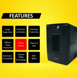 Best Power Equipments BPE Line Interactive UPS BP1000 230 V Line-interactive Tower Model UPS with Overload Protection 3 Outlet Plugs image 2