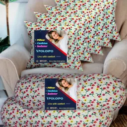 5 Cushion And 2 Microfibre Solid Bolster Pack of 7-image-76
