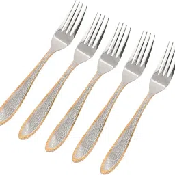 Set of 6 Elegant Stainless Steel Forks with Decorative Handles Home & Dining Stainless Steel Dinner Fork Set-11