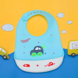 Car Print Bib with Crumb Catcher for Boys, Blue-image-22