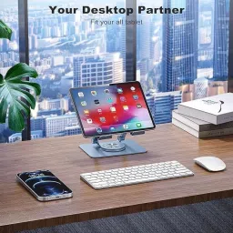 ANTRONIC Tablet Stand, Swivel Tablet Stand with 360 Rotating Base,Compatible with iPad Mobile Holder image 4