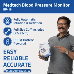 Medtech BP18 Portable Automatic Digital Blood Pressure Monitor Machine works with Type-C BP18 Bp Monitor image 2