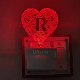 Acrylic Night Light with Plug for Bedroom/Kitchen/Home/Office 7 Color Changing Light (Size 3 Inch) (Multi Color) for Birthday Gift Alphabet R Night Lamp-42