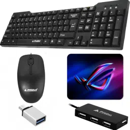 Henture Alive Set of 5 Keyboard and Mouse Combo with USB Hub, C-Type OTG Cable,Mouse Pad Combo Set-34