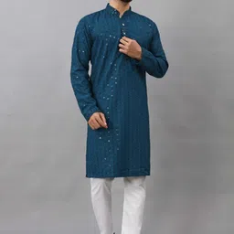 almora Men Embroidered Cotton Rayon A-line Kurta-picture-4