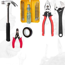 HGCM142M1 Combo of 6Pcs - Plier, Adjustable Wrench, 5in1 Screwdriver,Claw Hammer Hand Tool Kit-34