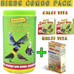 BIRDS COMBO PACK-(BIRDS FOOD,MULTI-VITA & CALCIUM BLOCK) 0.9 kg (4x0.23 kg) Dry Young, Adult Bird Food-image-34