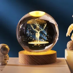 3D Deer Crystal Ball Night Lamp,Creative Engraved Crystal Ball Night Light Night Lamp-17