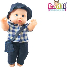 Real Looking Soft Doll for Kids Toy for Kids in Blue Dress Rotatable Arms & Legs-image-17