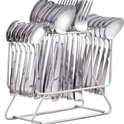 25 Piece Karishma Heavy Duty Cutlery Set with stand for Kitchen & Dining Table Stainless Steel Cutlery Set-60