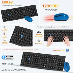 EVM EnKey Wireless Keyboard Mouse Combo with 1200 DPI Combo Set image 2