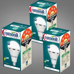 Pack of 3-Rechargeable 12W LED Bulb with Adjustable Brightness 4 hrs Bulb Emergency Light-2