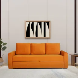 casacraft from pepperfry Kedio Velvet Pull-Out Sofa Cum Bed in Rust Colour-picture-33