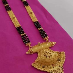 New Beautiful Trending Brass Gold Pleated Heavy Mangalsutra For Women Brass Mangalsutra-2