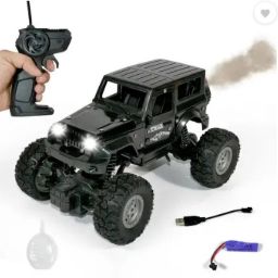 Remote Control Car for Kids with Mist Smoke Effect 2 Wd Monster Truck (Black)-image-18