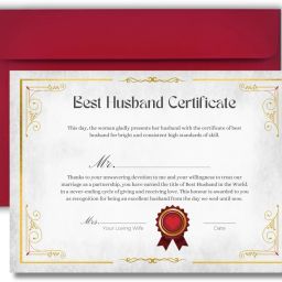 A4 Size 8.3x11.7inches Best Husband Certificate For Lover Greeting Card-32