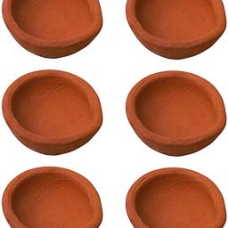 Clay Diya Deepak Clay Mitti Diya oil Lamp For Diwali Festival Hindu Pooja Earthenware (Pack of 6) Table Diya Set-image-64