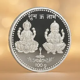 casajoya BIS HALLMARKED GANESH LAXMI 100G S 999 100 g Silver Coin-picture-1