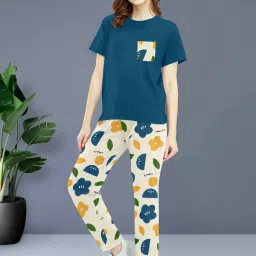 Women Top & Pyjama Set Multicolor Printed-picture-2