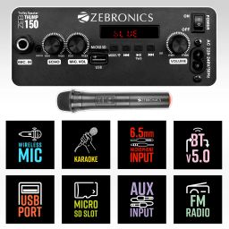 ZEBRONICS Zeb-Thump 150 v5.0, LED Display & lights, RGB, wireless mic ,USB, mSD 24 W Bluetooth Party Speaker image 5