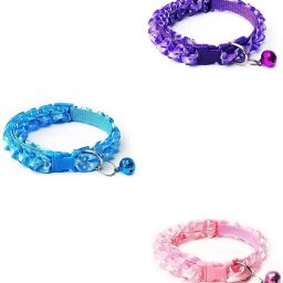 Litvibes Cat collars breakaway with bell & frill design,Kitten & small dogs soft adjustable,safe,solid & protection for cats &puppies,cute kitty neckband with Frill design-Set of 3( Blue,Pink,Purple) Cat Break Away Collar-20
