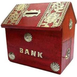 Wooden Coins Storage Box, Money Bank With Brass Work And Lock. Piggy Bank For Kids, Gift For Christmas Or Birthday Coin Bank (Red) Coin Bank-image-27