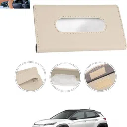 Beige Leatherite Rectangle Shape Fancy Design Tissue Dispencer For Car-77 Vehicle Tissue Dispenser-image-50