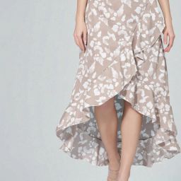 Women Abstract A-line Beige Skirt-image-6