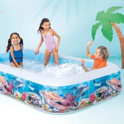 KQ 10 Feet Family Swimming Pool Bathing Tub for Kids, Adults, (Free Air Pump) Inflatable Swimming Pool-image-56