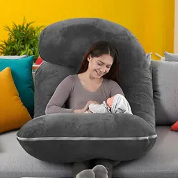 J Shaped Microfibre Solid Pregnancy Pillow Pack of 1-image-92