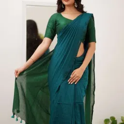 Solid/Plain Handloom Khadi, Pure Cotton Saree-image-44