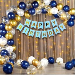 Premium Blue & Gold Birthday Decoration Combo Kit – 41 Pcs Set-image-22