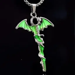 Men's Dragon Sword Pendant Necklace - Winged Design with Snake Wrap for Unisex Silver Stainless Steel, Sterling Silver Pendant-image-43