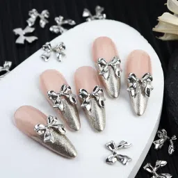 3D Bowknot Nail Charms - 10 Pcs Silver-image-47