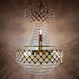 crystal gold polish metal 300 mm chandelier hanging ceiling pendant jhoomer Chandelier Ceiling Lamp-image-50
