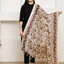 Poly Georgette Printed Beige, Red Women Dupatta-29