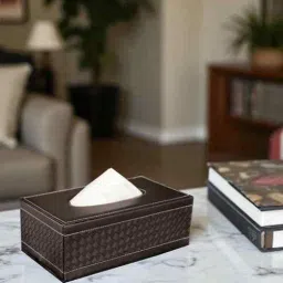 aarvi decor studio Faux Leather Tissue Holder Storage Box for Dining Table Kitchen Office-picture-35