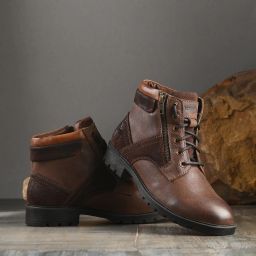 100% Genuine Leather Comfortable Stylish Casual Lace up Boots Boots For Men-image-40