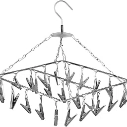 20 Clips Ring Cloth Clips Hanger with Drying Pins/Pegs for Rods Clothes Dryer Stainless Steel Cloth Clips-27