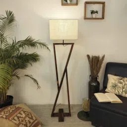 symplify Chloe Wooden Floor Lamp with Jute Shade & Brown Base-picture-2