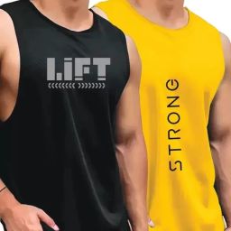 Pack of 2 Men Printed Round Neck Polyester Multicolor T-Shirt-image-80