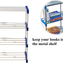 cmerchants Multi Organiser BLue-4 Book Shelf Metal Open Book Shelf image 2